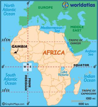 karte von gambia afrika